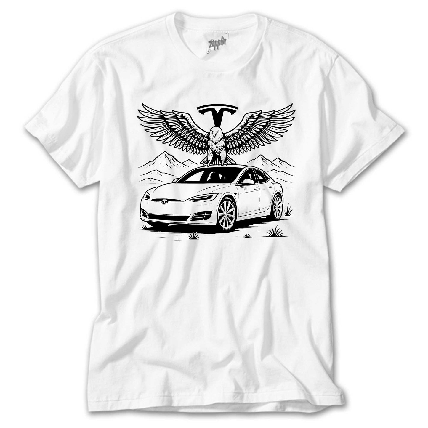 Tesla And Eagle Beyaz Tişört