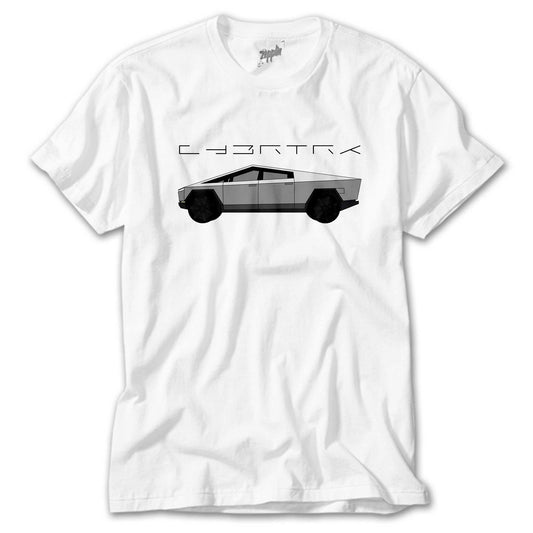 Tesla Cybertruck Beyaz Tişört
