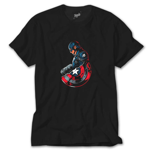 Kaptan America Siyah Tişört