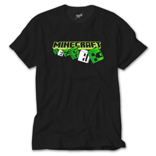 Minecraft Skeleton And Creeper Siyah Tişört