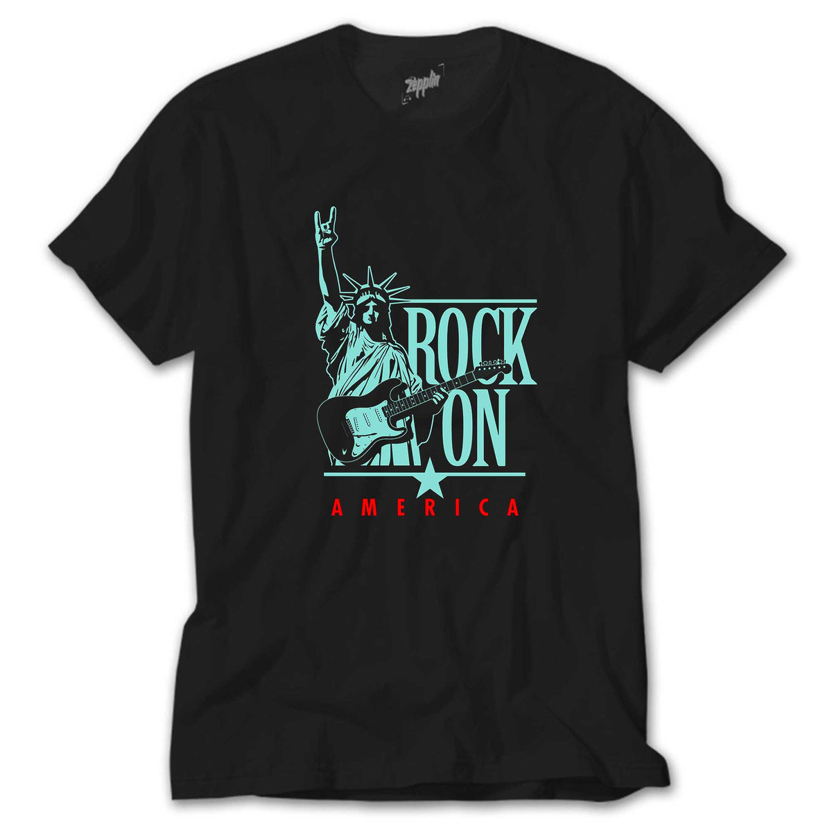 Rock On America siyah tişört