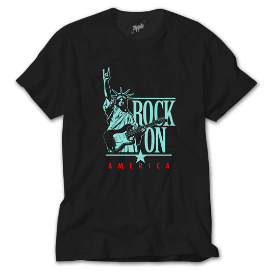 Rock On America siyah tişört