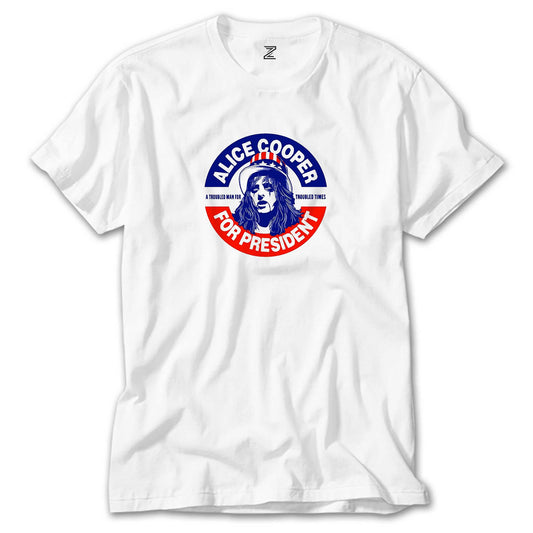Alice Cooper For President Beyaz Tişört