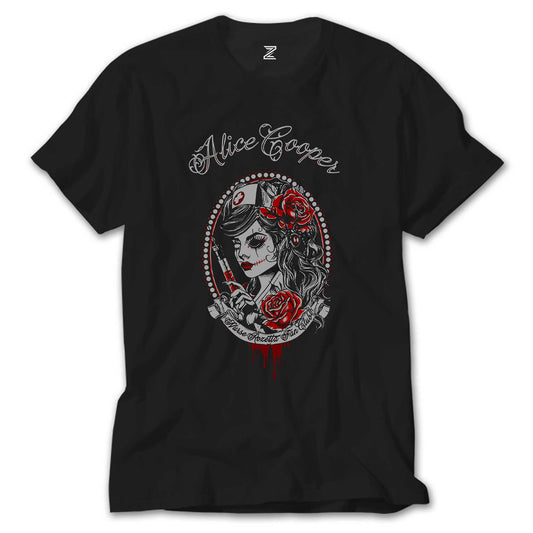 Alice Cooper Nurse Rozetta Fan Club Siyah Tişört