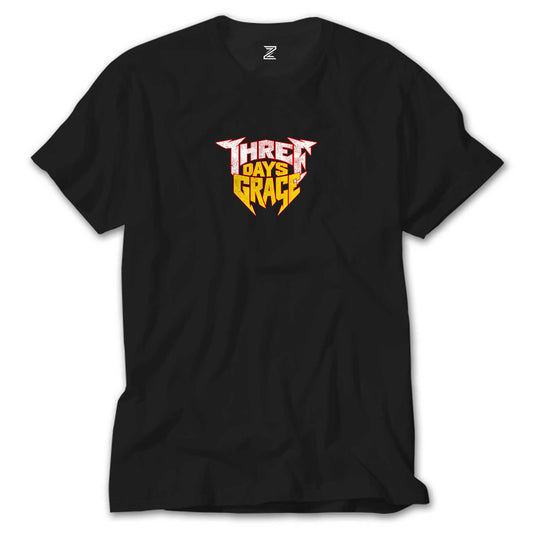 Three Days Grace Text Color Siyah Tişört