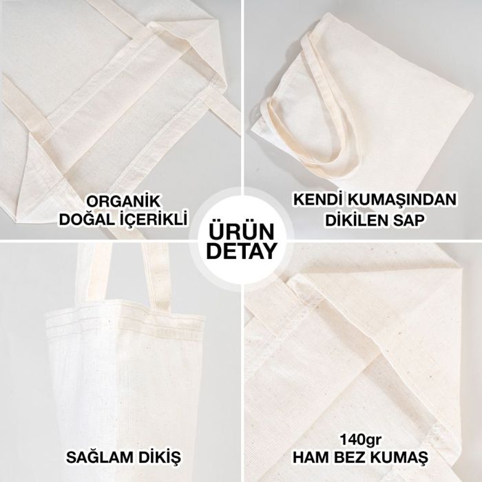 Baskılı Ham Bez Çanta 35x40 cm Toptan
