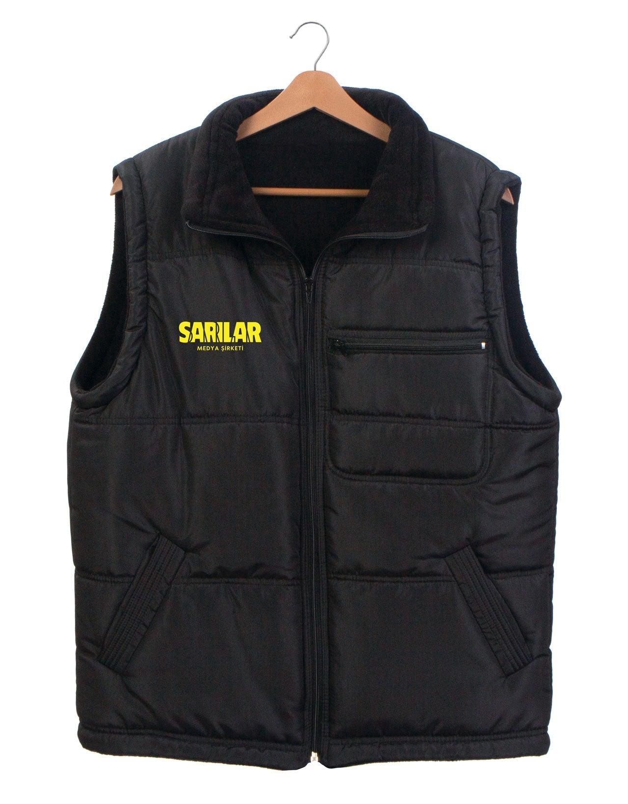 Yelek Logo Baskılı Nakışlı Siyah Toptan