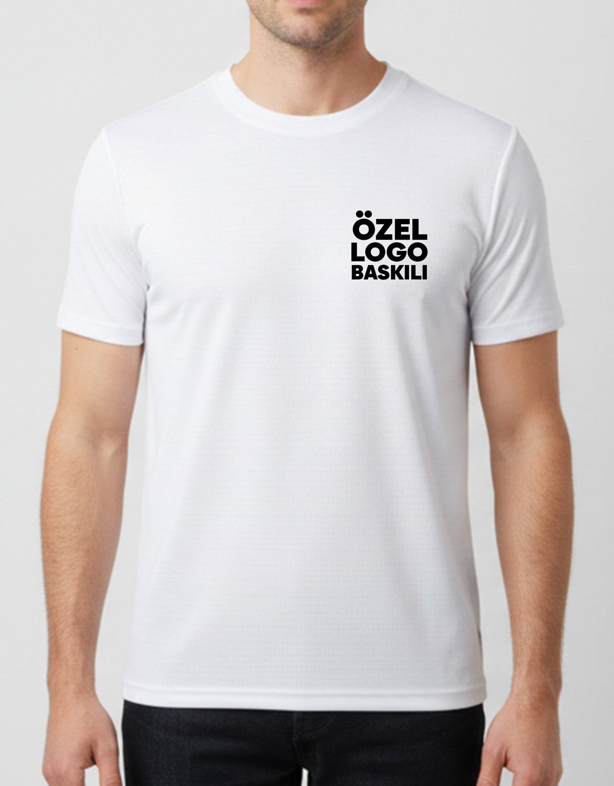 Logo Baskılı Beyaz Spor Tişört Toptan