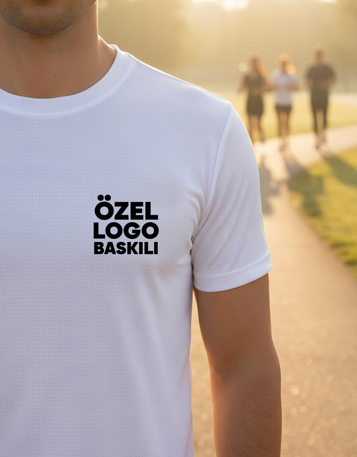 Logo Baskılı Beyaz Spor Tişört Toptan