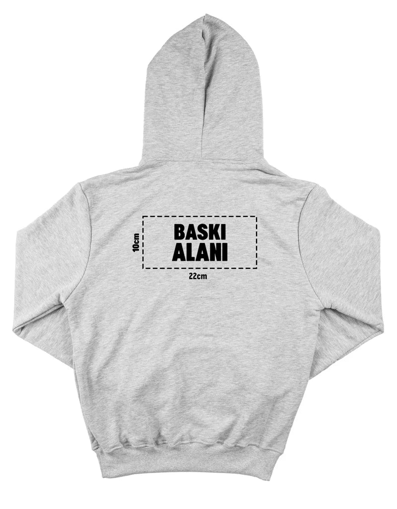 Baskılı Kapşonlu Sweatshirt Gri Toptan
