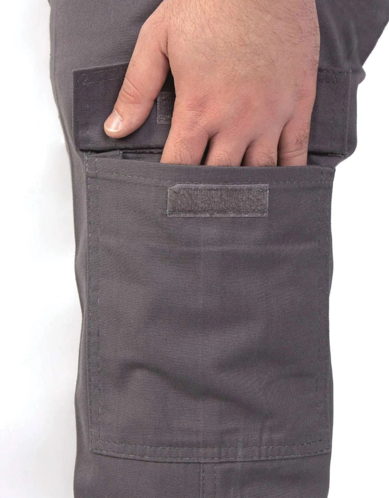 İş Pantolonu Kargo Cepli Gabardin Gri Baskısız