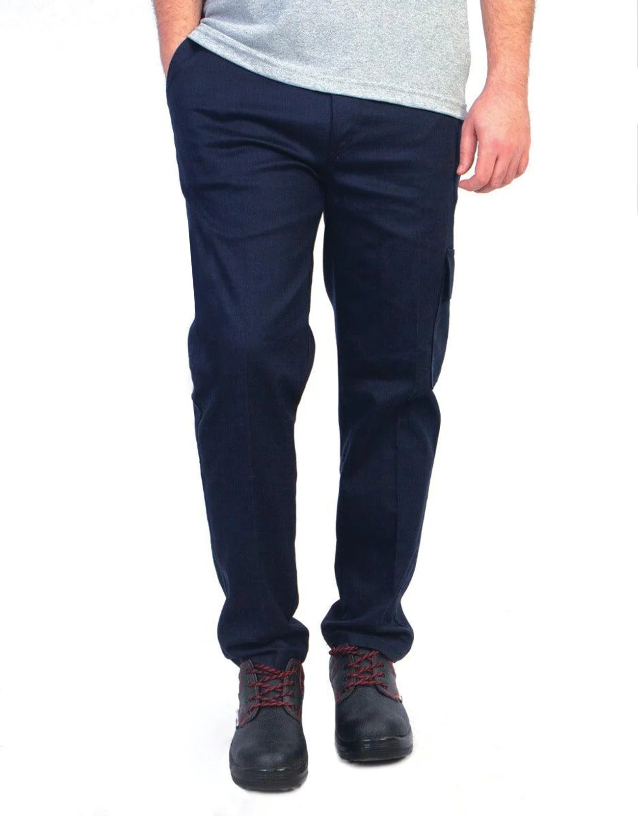 İş Pantolonu Kargo Cepli Gabardin Lacivert Baskısız