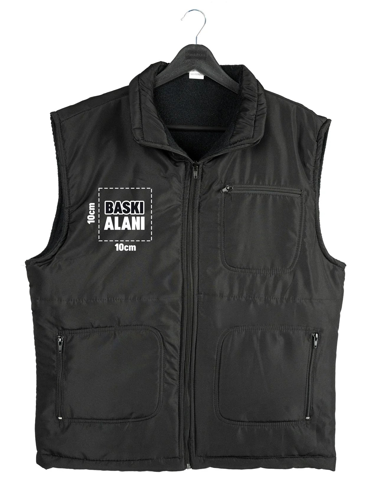 Logo Baskılı Yelek Siyah Toptan