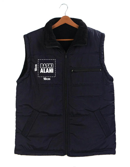 Yelek Logo Baskılı Nakışlı Lacivert Toptan