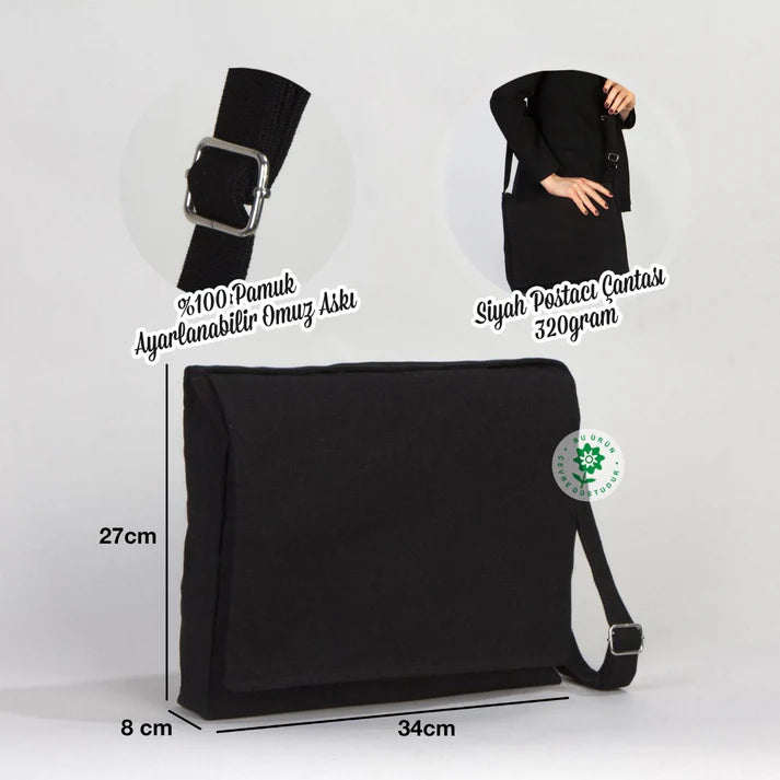 Postacı Çantası Kanvas Siyah Renk Tasarla