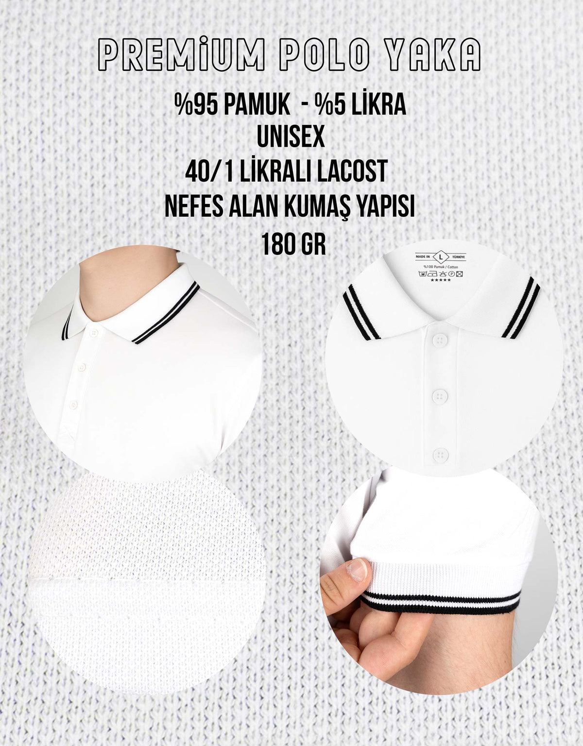 Premium Logo Baskılı Polo Yaka Beyaz Tişört Toptan
