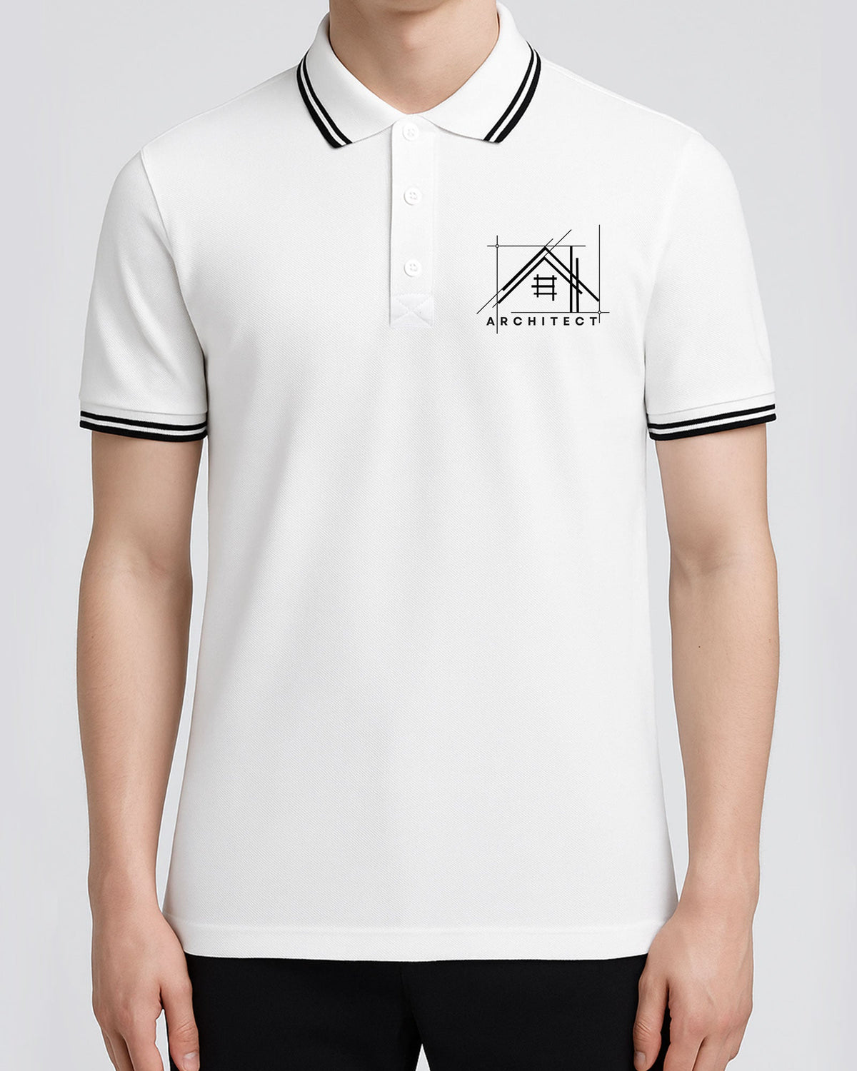 Premium Logo Baskılı Polo Yaka Beyaz Tişört Toptan