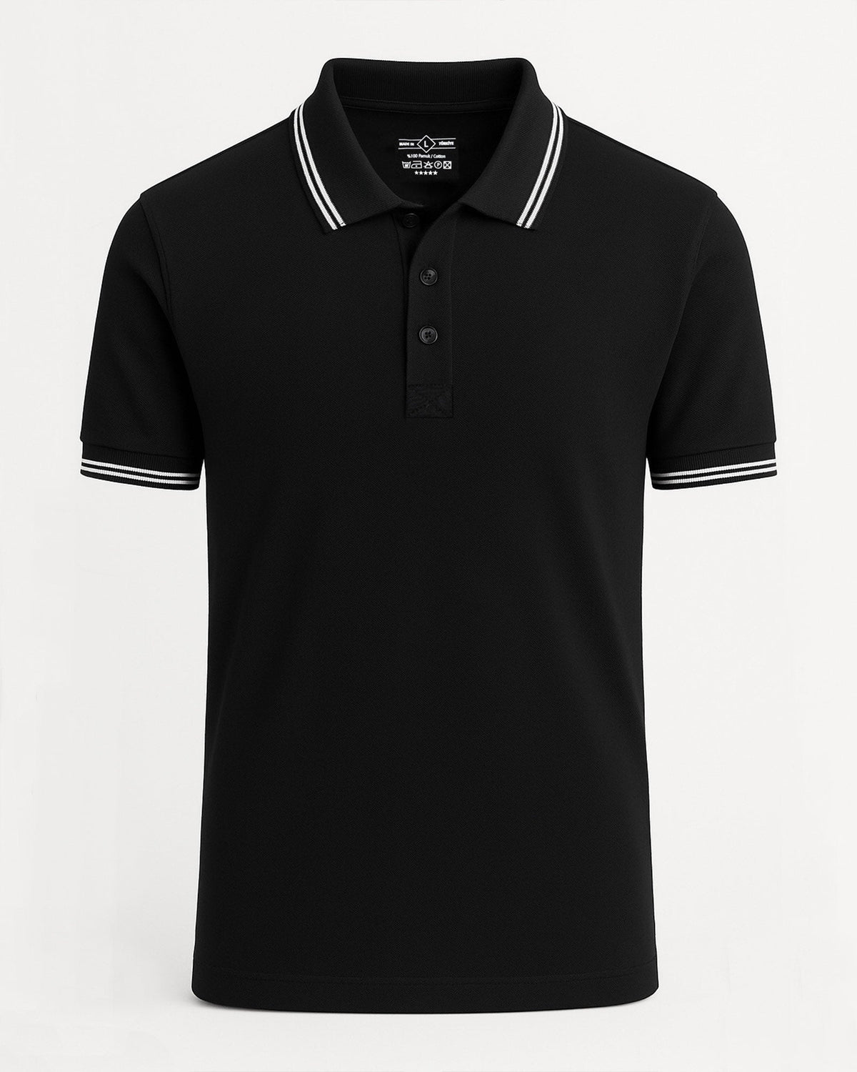 Premium Logo Baskılı Polo Yaka Siyah Tişört Toptan