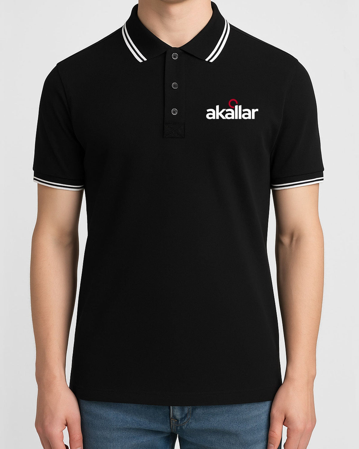 Premium Logo Baskılı Polo Yaka Siyah Tişört Toptan