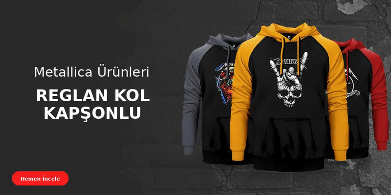 Metallica Reglan Kol Renkli Kapşonlu