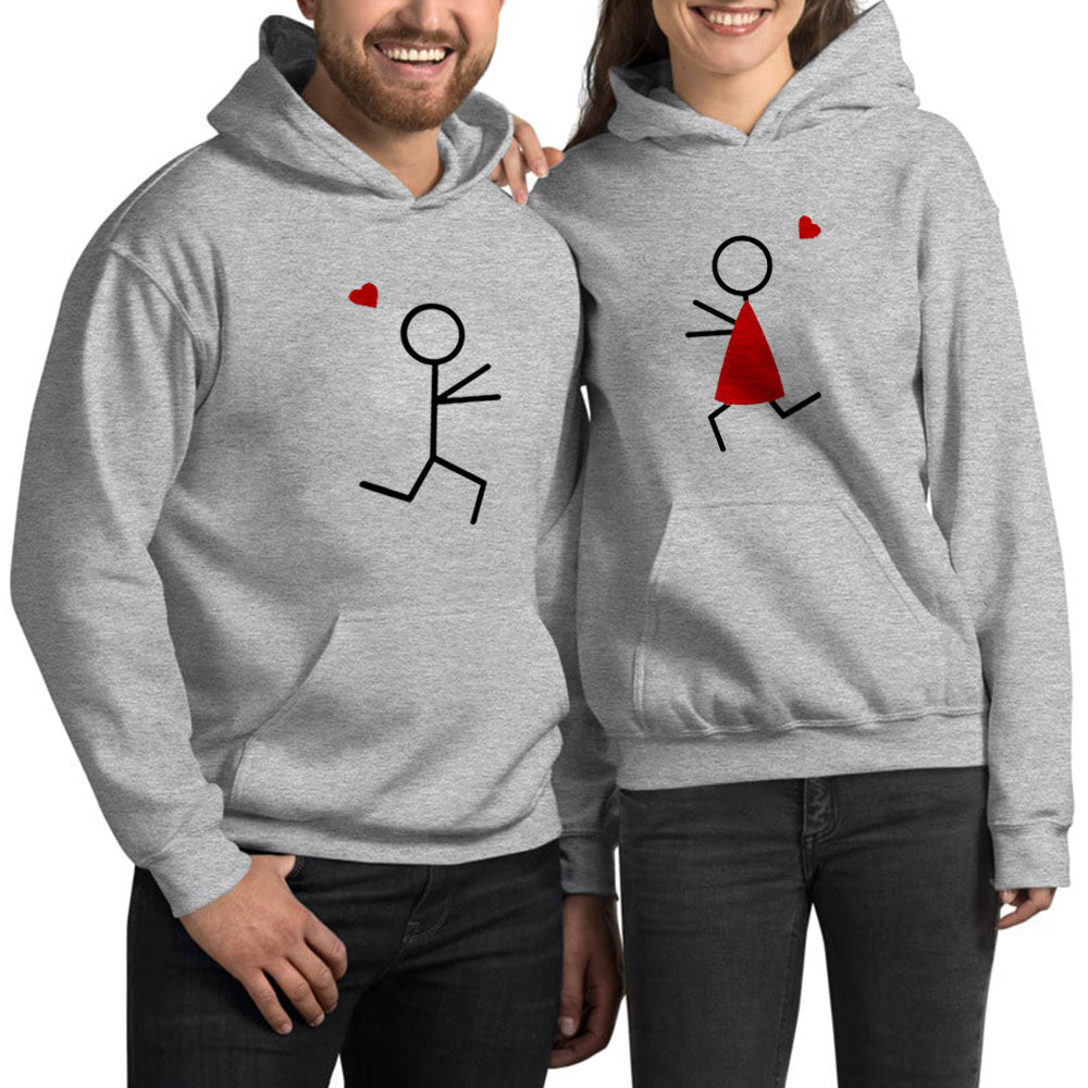 Cin Ali & Cin Ayşe Sevgili Çift Gri Kapşonlu Sweatshirt Hoodie