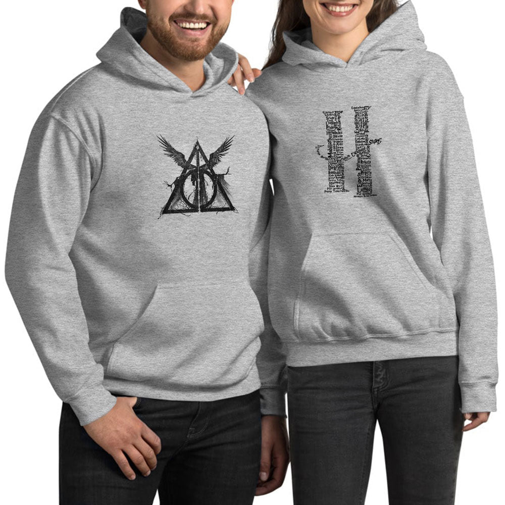 Harry Potter Sevgili Çift Gri Kapşonlu Sweatshirt Hoodie