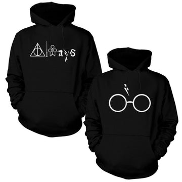 Harry Potter Always Glass Sevgili Çift Siyah Kapşonlu Sweatshirt Hoodie