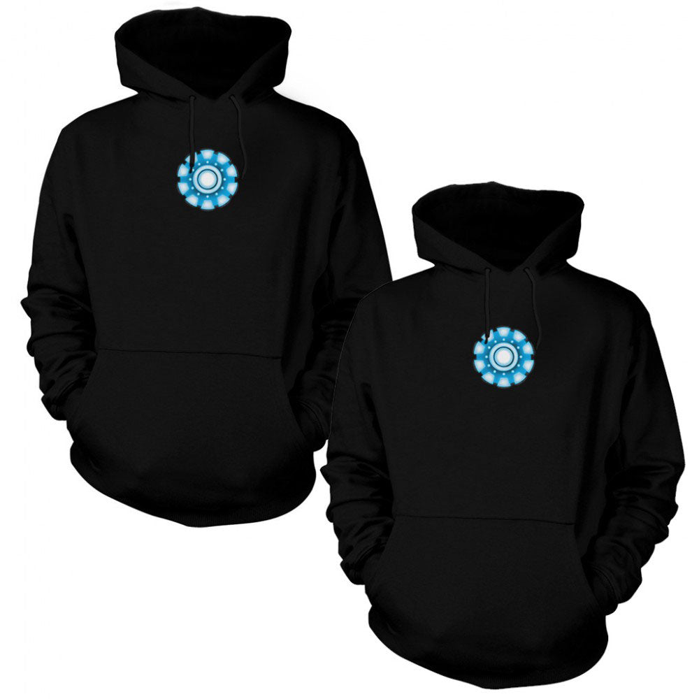 Iron Man Arc Reactor Sevgili Çift Siyah Kapşonlu Sweatshirt Hoodie