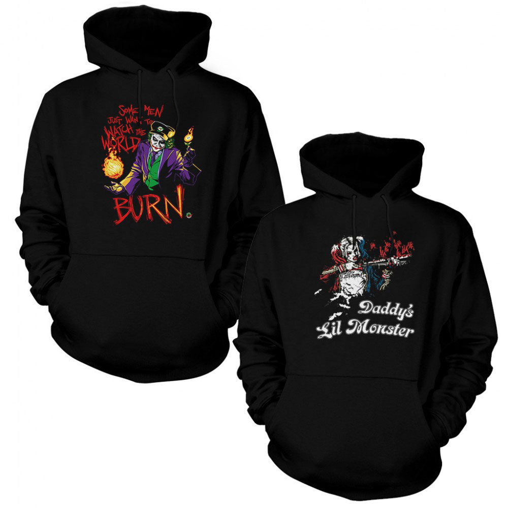 Joker Harley Quinn 2 Sevgili Çift Siyah Kapşonlu Sweatshirt Hoodie