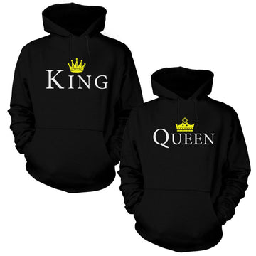 King Queen 3 Sevgili Çift Siyah Kapşonlu Sweatshirt Hoodie
