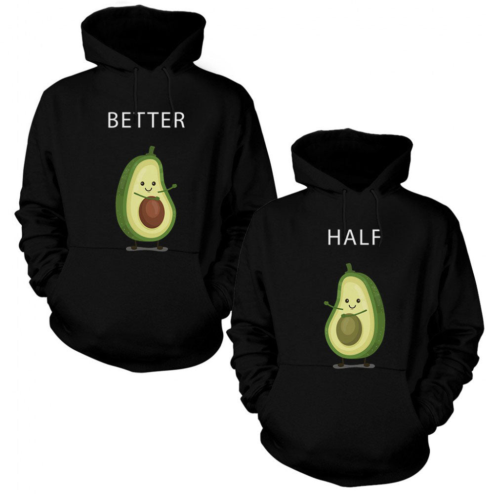 Avakado Better Half Sevgili Çift Siyah Kapşonlu Sweatshirt Hoodie