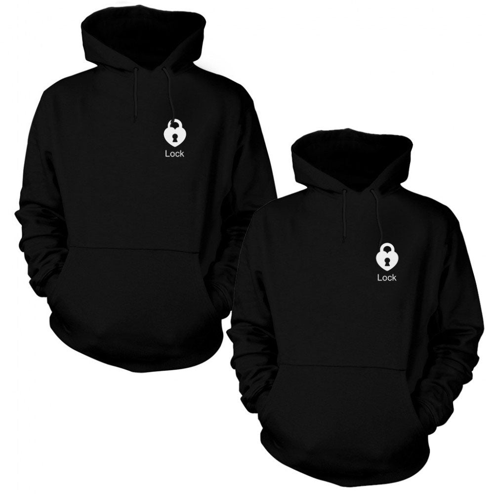 Lock Sevgili Çift Siyah Kapşonlu Sweatshirt Hoodie