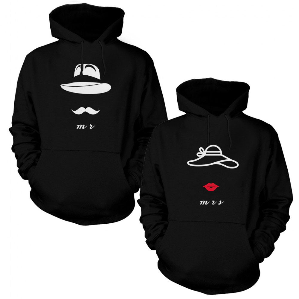 Mr. And Mrs. Hat Sevgili Çift Siyah Kapşonlu Sweatshirt Hoodie