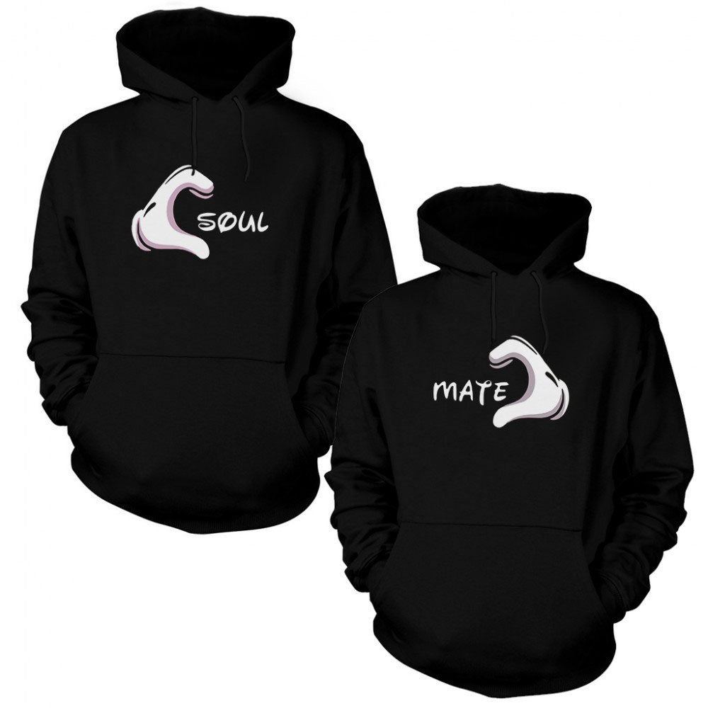 Soul Mate Sevgili Çift Siyah Kapşonlu Sweatshirt Hoodie