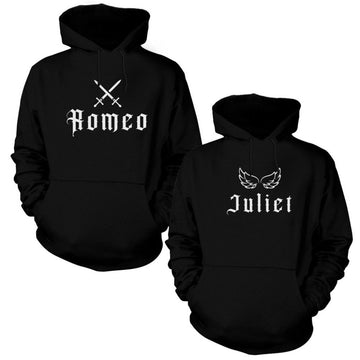 Romeo Juliet Sevgili Çift Siyah Kapşonlu Sweatshirt Hoodie