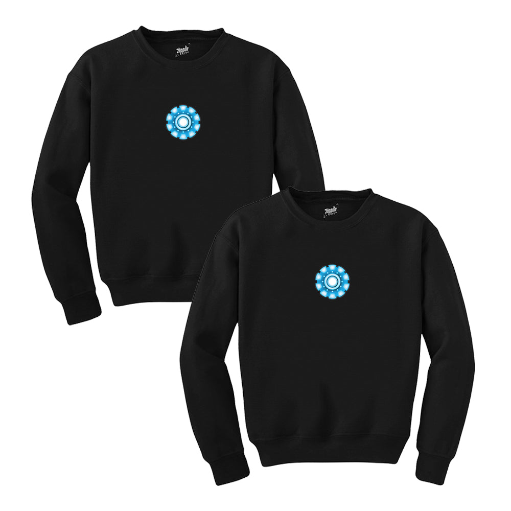 Iron Man Arc Reactor Sevgili Çift Siyah Sweatshirt