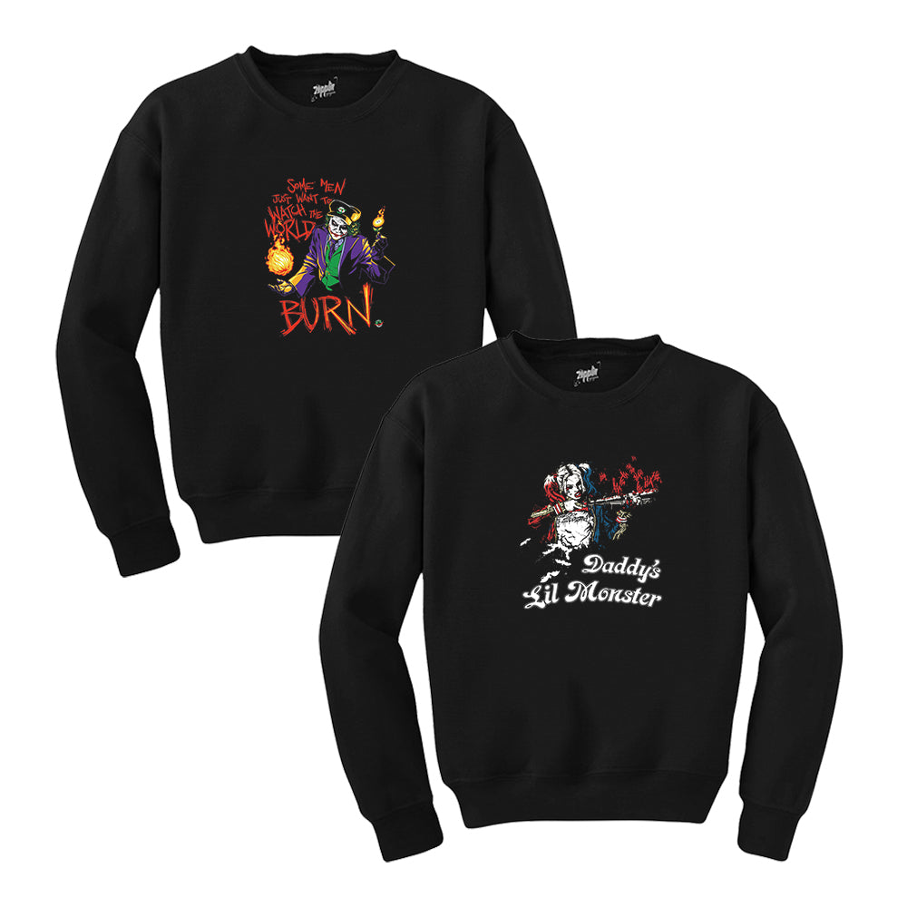 Joker Harley Quinn 2 Sevgili Çift Siyah Sweatshirt