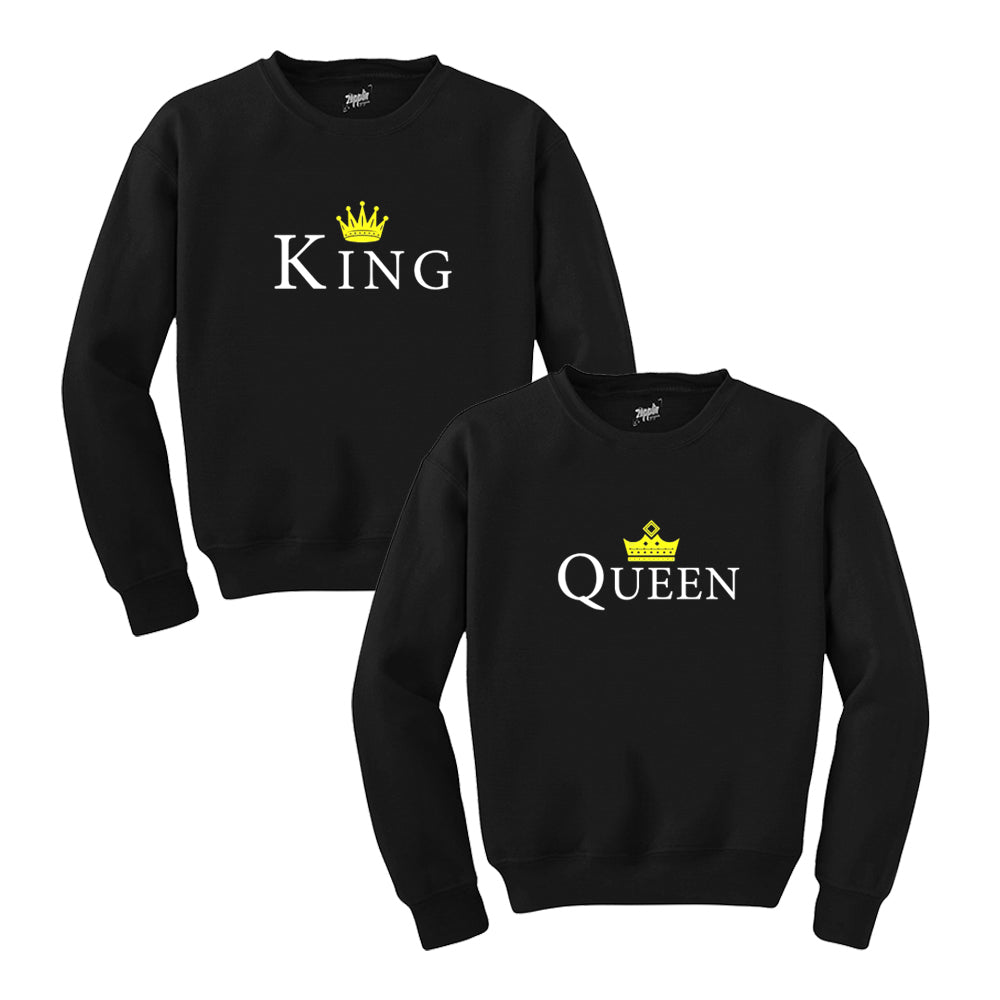 King Queen 3 Sevgili Çift Siyah Sweatshirt