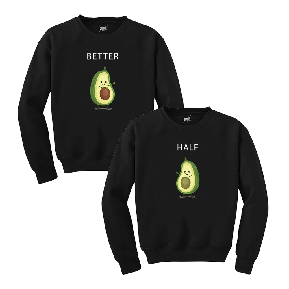 Avakado Better Half Sevgili Çift Siyah Sweatshirt