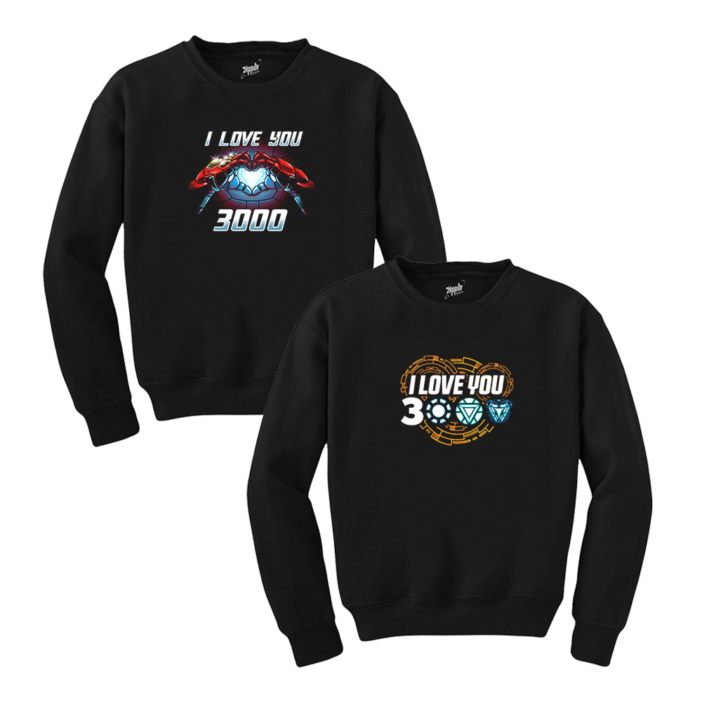 I Love 3000 Sevgili Çift Siyah Sweatshirt