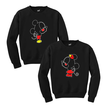 Love Mouse Sevgili Çift Siyah Sweatshirt
