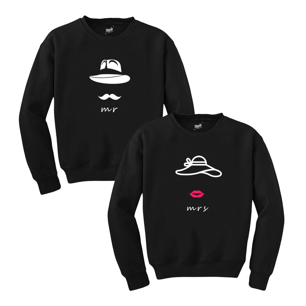 Mr. And Mrs. Hat Sevgili Çift Siyah Sweatshirt