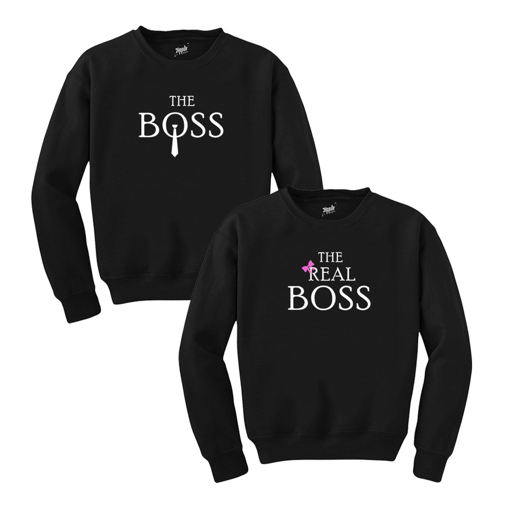 The Boss - Patron Sevgili Çift Siyah Sweatshirt
