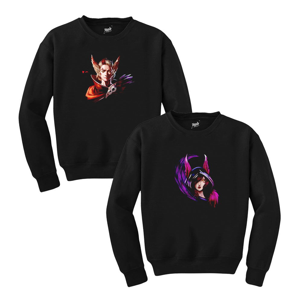 Xayah Rakan Sevgili Çift Siyah Sweatshirt