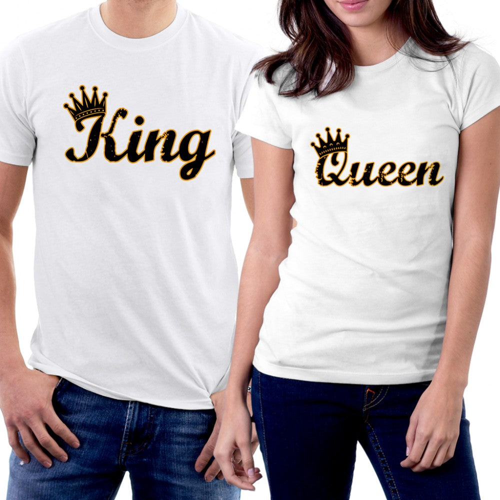 King Queen 1 Sevgili Çift Beyaz Tişört