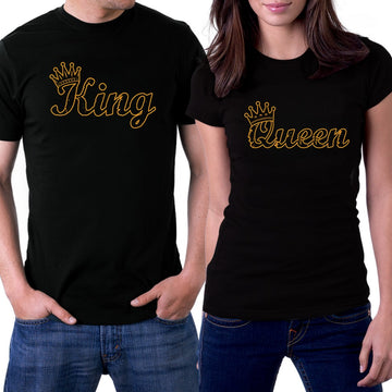 King Queen 1 Siyah Sevgili Çift Siyah Tişört
