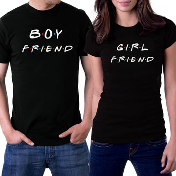 Boy Friend Girl Friend Sevgili Çift Siyah Tişört