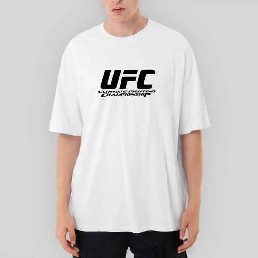 UFC Logo Ultimate Championship Oversize Beyaz Tişört - Zepplingiyim