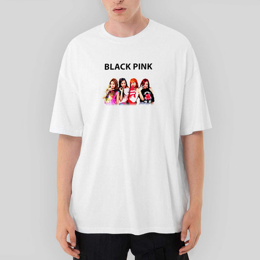 Blackpink Black Oversize Beyaz Tişört - Zepplingiyim