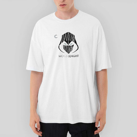 Moon Knight Logo Oversize Beyaz Tişört - Zepplingiyim